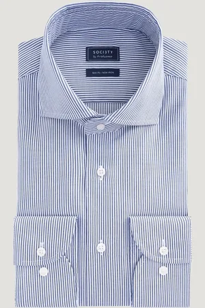 Profuomo Overhemd Katoen Poplin Gestreept (Maat 37)