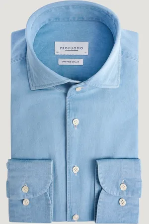 Profuomo Denim Overhemd Katoen Blauw (Maat 41)
