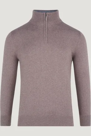 SOCI3TY Trui Half-zip Katoen/kasjmier Iced Coffee (Maat XS)