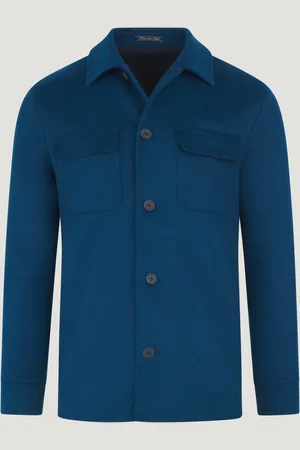 SOCI3TY Overshirt Wol/kasjmier Teal (woven By Santa Lucia) (Maat 48)