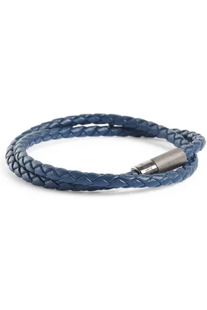 Tateossian Armband Leer Marineblauw (Maat One Size)