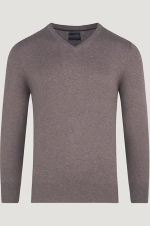 SOCI3TY Trui V-neck Katoen/kasjmier Iced Coffee (Maat XS)
