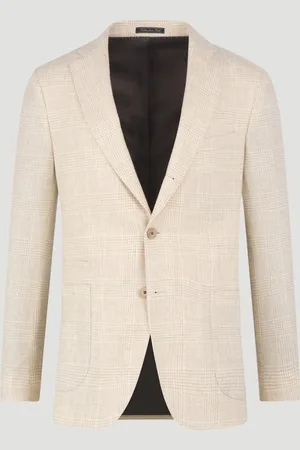 SOCI3TY Colbert Wol/kasjmier Beige Geruit (woven By E. Thomas) (Maat 50)