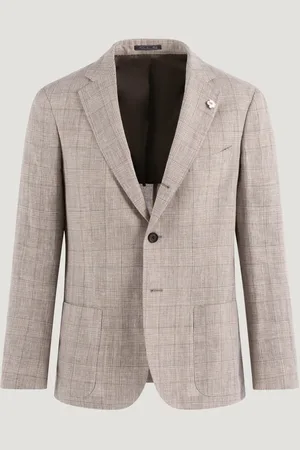 SOCI3TY Pak Wol/linnen/zijde Beige Geruit (Maat 46)