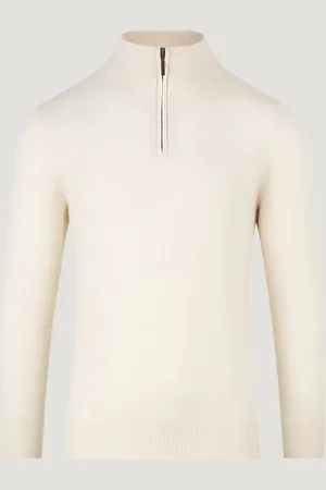 SOCI3TY Trui Half-zip Kasjmier Off-white (Maat M)