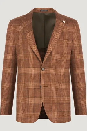 SOCI3TY Colbert Wol/zijde Roestbruin Geruit (by Loro Piana) (Maat 48)