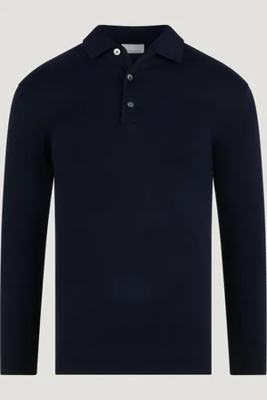 Profuomo Luxury Basic Long Sleeve One Piece Polo Tencel/katoen/zijde (Maat S)