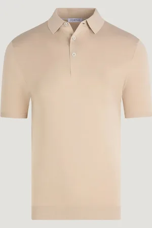 PEOPLE OF SHIBUYA Knitted Polo Katoen Beige (Maat XL)