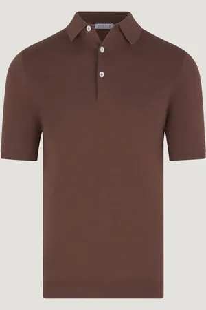 PEOPLE OF SHIBUYA Knitted Polo Katoen Bruin (Maat M)