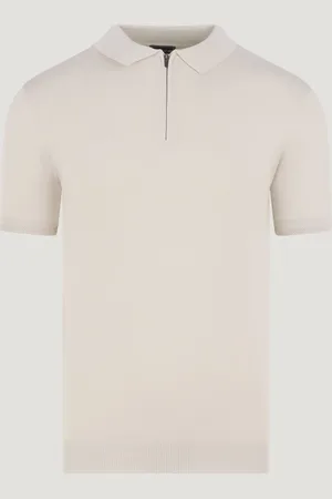 SOCI3TY Tech Knit Polo Met Rits Viscose/nylon Beige (Maat L)