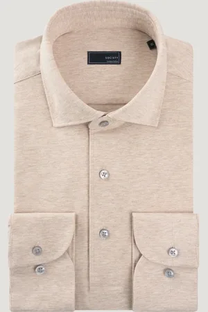 SOCI3TY Lange Mouwen Polo Lichtbeige Katoen (Maat S)