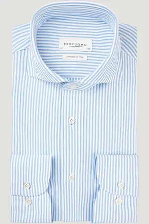 Profuomo Japanese Knitted Overhemd Gestreept (Maat 37)