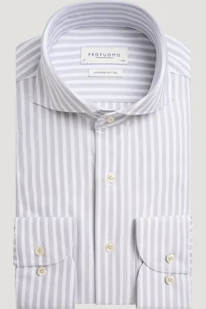 Profuomo Japanese Knitted Overhemd Katoenmix Gestreept (Maat 37)