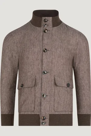 SOCI3TY Bomber Jacket Linnen Donkerbruin (Maat 48)
