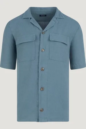 SOCI3TY Resort Shirt Gewassen Linnen Faded Blue (Maat L)