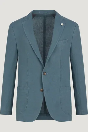 SOCI3TY Colbert Gewassen Linnen Faded Blue (Maat 46)