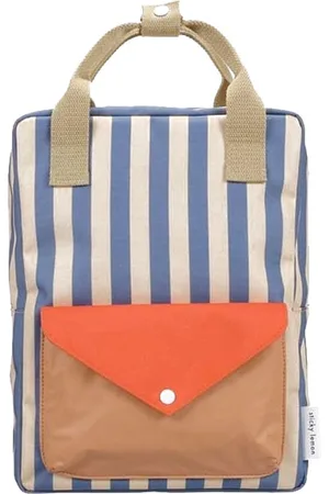 Sticky Lemon Backpack medium | wonders | envelope | stripes blue whale + sandy yellow