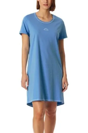 Schiesser Short Sleeve Sleepshirt Lichtblauw katoen 36 Dames