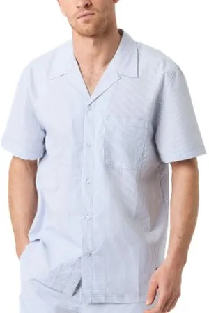 Björn Borg Core Resort Pyjama Shirt Lichtblauw katoen Large Heren