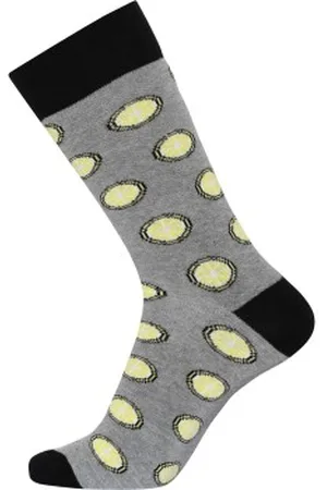 Claudio Sokken 3P Patterned Cotton Socks Grijs/Geel Maat 40/47 Heren