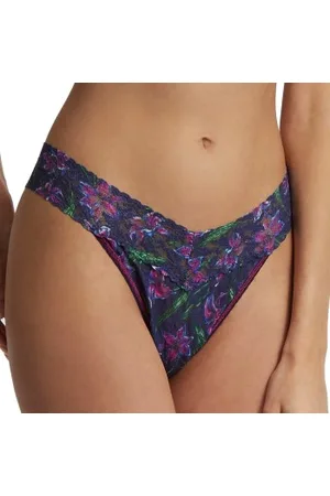 Hanky Panky 3P Printed Original Rise Thong Donkerpaars nylon One Size Dames