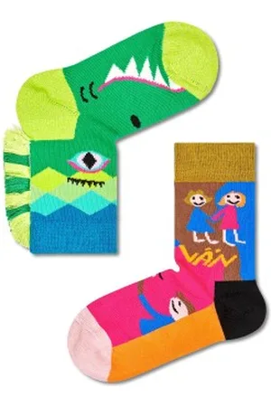 Happy Socks Sokken Rock Your Socks Friend Kids Sock Groen patroon katoen 4-6 år Kinderen