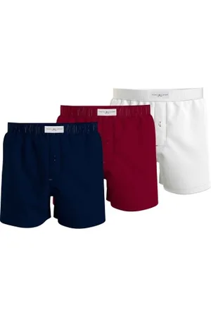Tommy Hilfiger Herenslips 3P Woven Boxers Marine/Rood katoen Small Heren