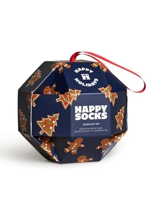 Happy Socks Sokken Gingerbread Cookies Gift Set Marineblauw patroon modaal Maat 36/40
