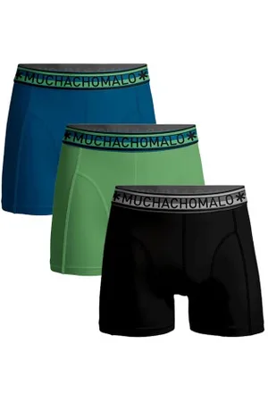 Muchachomalo Herenslips 3P Cotton Stretch Solid Color Boxer Blauw/Groen katoen Small Heren