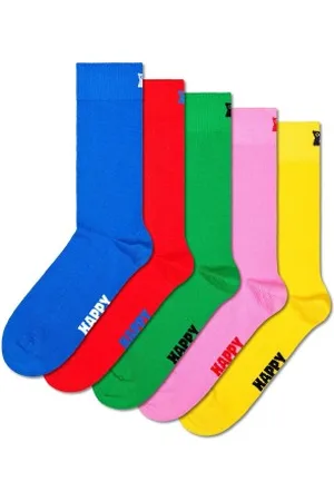Happy Socks Sokken 5P Solid Socks Versch. kleure katoen Maat 36/40