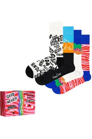 Happy Socks Sokken 4P WWF Gift Box Versch. kleure katoen Maat 36/40
