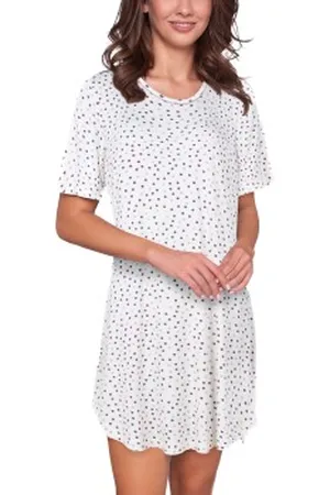 Lady Avenue Bamboo Short Sleeve Dotted Nightdress Lavendel Bamboe Small Dames