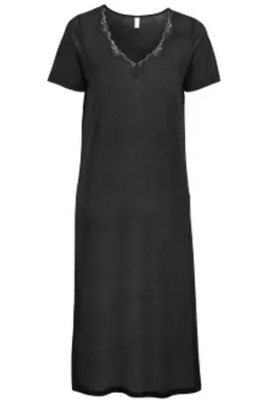 Damella Silk Short Sleeve Nightdress Zwart zijde Small Dames