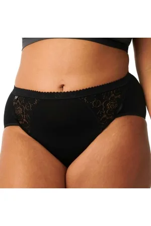 Sloggi 4P Chic Midi Lace Briefs Zwart katoen 36 Dames