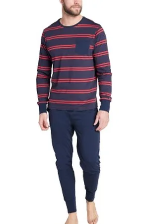 Jockey Cotton Pyjama Knit Blauw/Rood katoen Small Heren