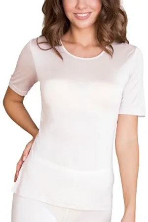 Lady Avenue Silk Jersey T-Shirt Ivoor zijde X-Small Dames