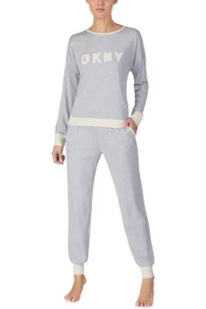 DKNY New Signature Long Sleeve Top and Jogger PJ Grijs X-Small Dames