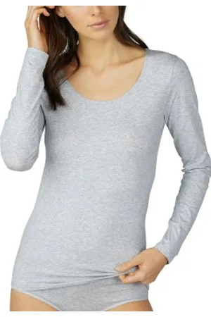 Mey Cotton Pure Long-Sleeved Top Grijsgemel. katoen 36 Dames