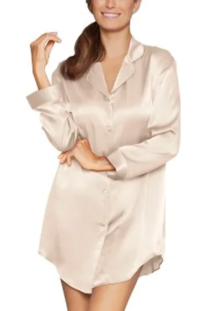 Lady Avenue Pure Silk Long Sleeve Nightshirt zijde X-Small Dames