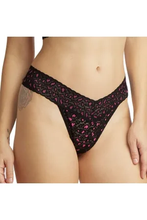 Hanky Panky 2P Cross Dyed Leopard Original Rise Thong Zwart/Roze nylon One Size Dames