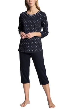 Calida Night Lovers Threequarter Pyjama Donkerblauw katoen Large Dames