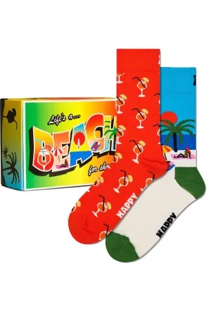 Happy Socks Sokken 2P Beach Life Gift Set Versch. kleure katoen Maat 36/40