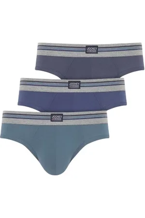 Jockey Herenslips 3P Cotton Stretch Brief Blauw katoen Small Heren