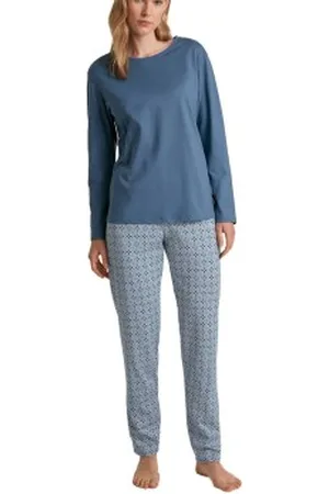 Calida Ornament Nights Pyjamas Blauw/Blauw katoen Large Dames
