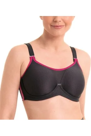 Anita Active Underwire Sports Bra Zwart/Roze B 70 Dames