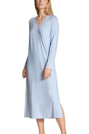 Calida Elegant Dreams Long Nightdress Lichtblauw modaal Large Dames