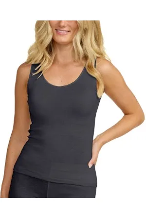 Damella Wool And Silk Tank Top Donkergrijs wol 38 Dames