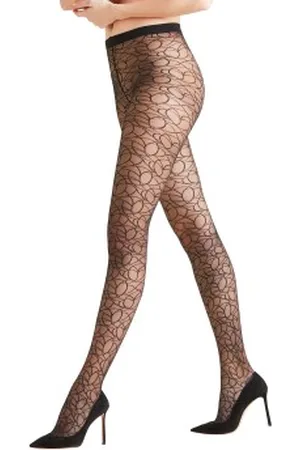 Falke Falke Women Seasonal Graffiti Scratch 15 Den Zwart Small Dames