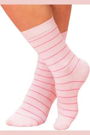Trofé Trofe Bamboo Small Stripe Socks Sokken 2P Roze Maat 35/38 Dames