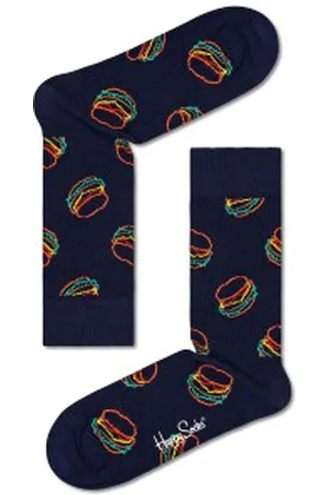 Happy Socks Sokken Lunch Time Sock Blauw patroon katoen Maat 36/40